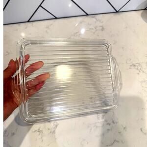 Vintage 39 Pyrex rigid textured glass lid 7” refrigerator lid replacement